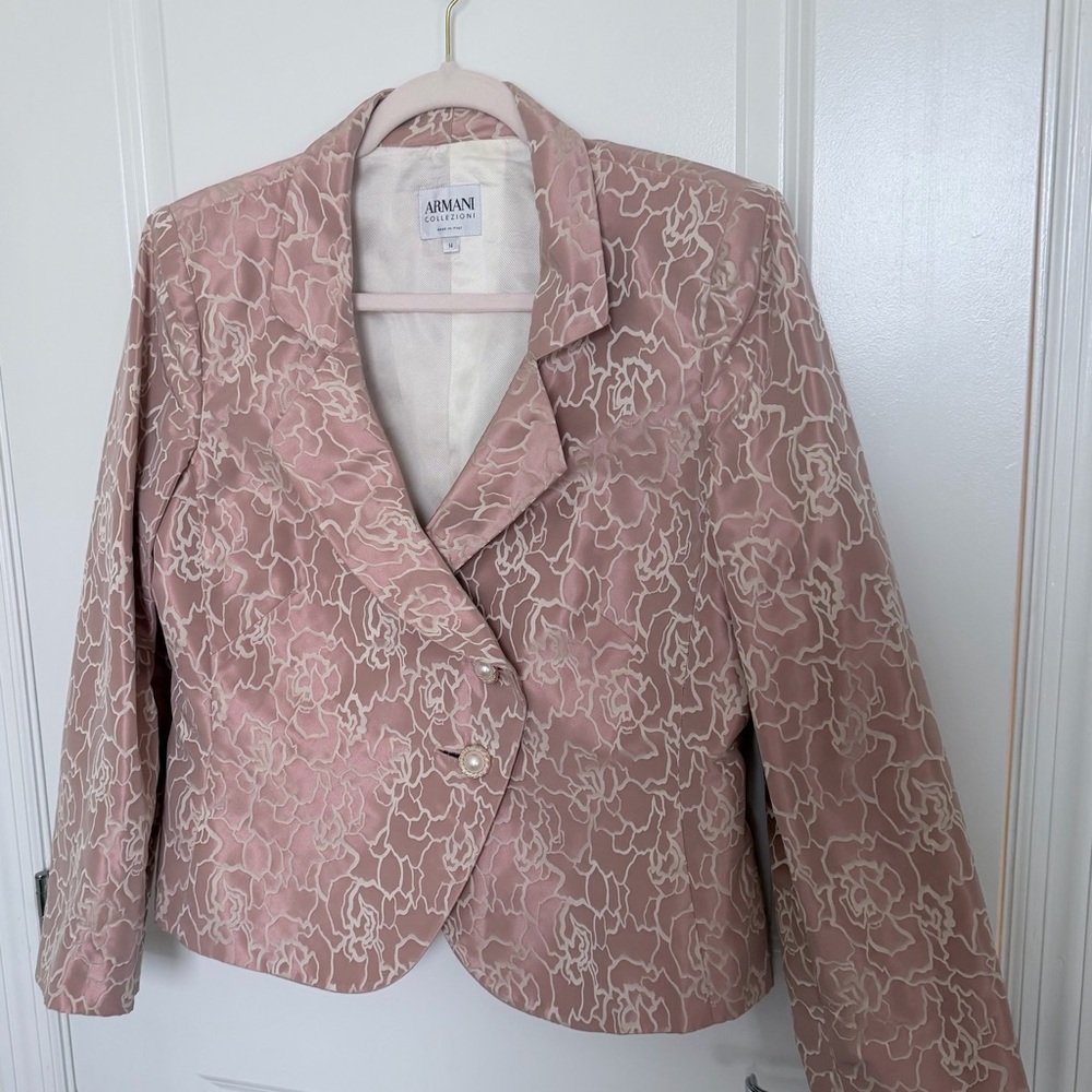 Armani Collezioni Dusty Pink Floral Jacquard Blazer